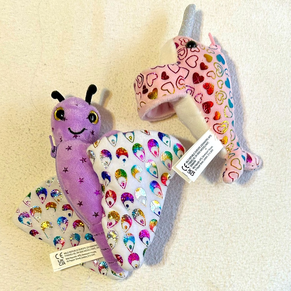 Wild Republic - Huggers Plush Slap Bracelet Keepers Butterfly & Narwhal